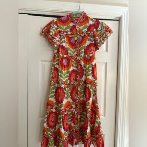 CeliaB Colorful Floral Dress with Scalloped Details